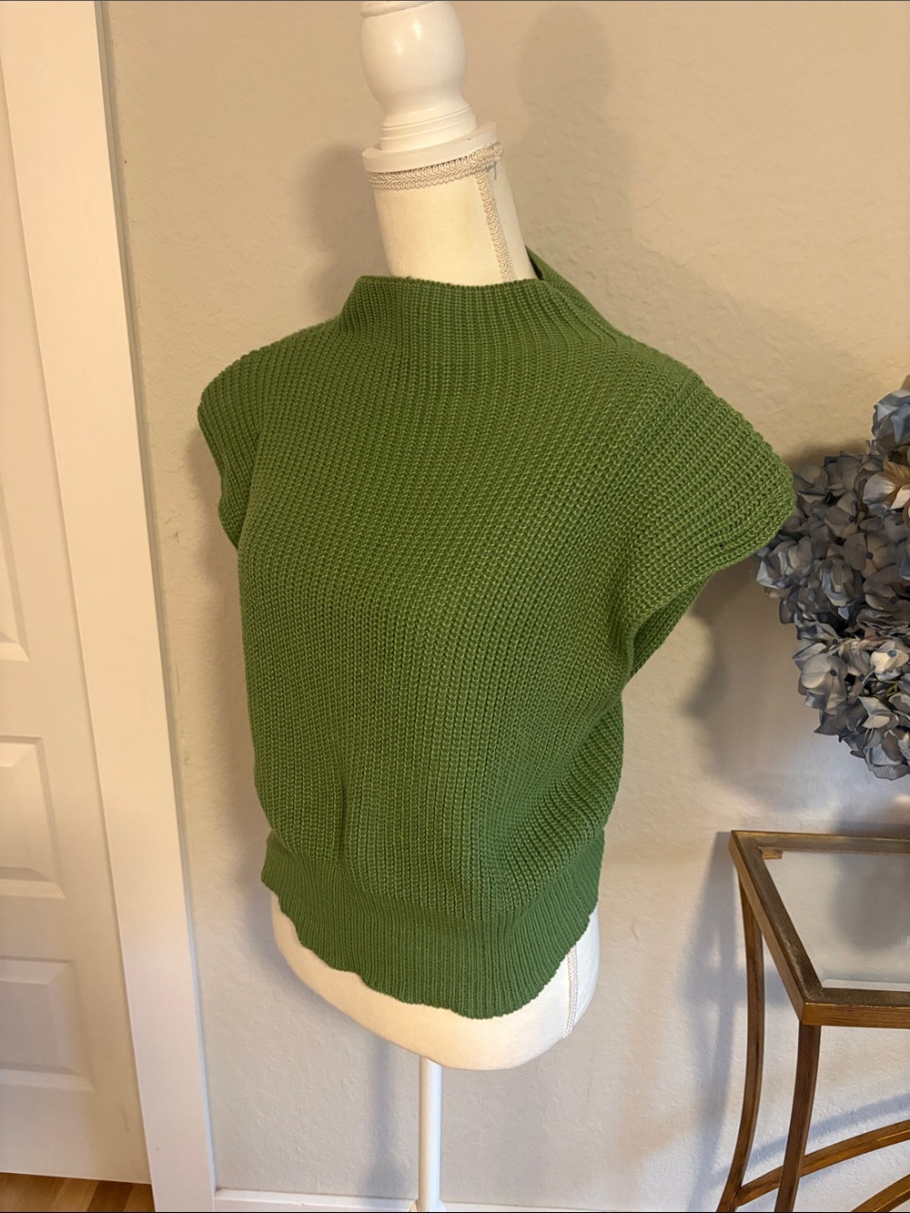 Cider Olive Green Sleeveless Mock-Neck Knit Sweater NWT